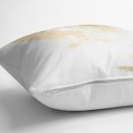 - 7045 - Realhomes Beyaz Zeminde Gold Detaylı Dijital Baskılı Modern Yastık Kırlent Kılıfı Realhomes