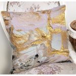 - 7049 - Realhomes  Gold Detaylı Soyut Çizimli Dijital Baskılı Modern Yastık Kırlent Kılıfı Realhomes