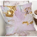 Gold Detaylı Soyut Çizimli Dijital Baskılı Modern Yastık Kırlent Kılıfı Realhomes