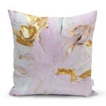 Gold Detaylı Soyut Çizimli Dijital Baskılı Modern Yastık Kırlent Kılıfı Realhomes