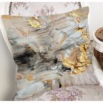 - 7052 - Realhomes Gold Detaylı Soyut Çizimli Dijital Baskılı Modern Yastık Kırlent Kılıfı Realhomes