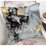 - 7053 - Realhomes Gold Detaylı Siyah Renkli Dijital Baskılı Modern Yastık Kırlent Kılıfı Realhomes