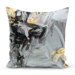 - 7053 - Realhomes Gold Detaylı Siyah Renkli Dijital Baskılı Modern Yastık Kırlent Kılıfı Realhomes