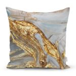 - 7054 - Realhomes Gold Detaylı Soyut Çizimli Dijital Baskılı Modern Yastık Kırlent Kılıfı Realhomes