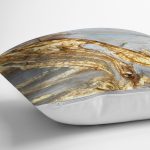 - 7054 - Realhomes Gold Detaylı Soyut Çizimli Dijital Baskılı Modern Yastık Kırlent Kılıfı Realhomes