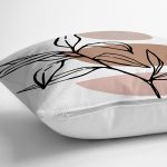 - 7057 - Realhomes Geometrik Desenli Yaprak Motifli Dijital Baskılı Modern Yastık Kırlent Kılıfı Realhomes