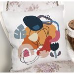 - 7058 - Realhomes  Onedraw Çizimli Geometrik Desen Dijital Baskılı Modern Yastık Kırlent Kılıfı Realhomes