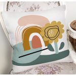 Sanatsal Motifli Çiçek Detaylı Dijital Baskılı Modern Yastık Kırlent Kılıfı Realhomes