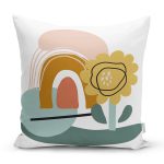 Sanatsal Motifli Çiçek Detaylı Dijital Baskılı Modern Yastık Kırlent Kılıfı Realhomes