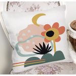 - 7063 - Realhomes  Sanatsal Motifli Çiçek Detaylı Dijital Baskılı Modern Yastık Kırlent Kılıfı Realhomes