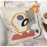 - 7064 - Realhomes Sanatsal Motifli Çiçek Detaylı Dijital Baskılı Modern Yastık Kırlent Kılıfı Realhomes