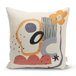 - 7064 - Realhomes Sanatsal Motifli Çiçek Detaylı Dijital Baskılı Modern Yastık Kırlent Kılıfı Realhomes