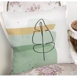 - 7070 - Realhomes Pastel Renkli Zemin Üzerine Onedraw Yaprak Çizimli Modern Kırlent Kılıfı Realhomes