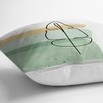 - 7070 - Realhomes Pastel Renkli Zemin Üzerine Onedraw Yaprak Çizimli Modern Kırlent Kılıfı Realhomes