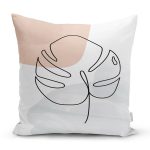 Pastel Renkli Zemin Üzerine Onedraw Yaprak Çizimli Modern Yastık Kırlent Kılıfı Realhomes