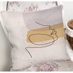 - 7073 - Realhomes Soft Zemınde Bayan Silüet Çizimli Dijital Baskılı Modern Yastık Kırlent Kılıfı Realhomes