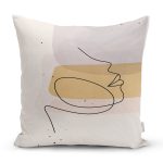 - 7073 - Realhomes Soft Zemınde Bayan Silüet Çizimli Dijital Baskılı Modern Yastık Kırlent Kılıfı Realhomes