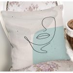 Soft Zeminde Renkli Bayan Silüet Çizimli Dijital Baskılı Modern Kırlent Kılıfı Realhomes