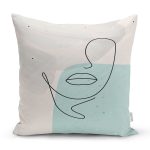 Soft Zeminde Renkli Bayan Silüet Çizimli Dijital Baskılı Modern Kırlent Kılıfı Realhomes