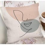 Pastel Renkli Zemin Üzerine Onedraw Çizimli Dijital Baskılı Modern Kırlent Kılıfı Realhomes