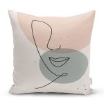 Pastel Renkli Zemin Üzerine Onedraw Çizimli Dijital Baskılı Modern Kırlent Kılıfı Realhomes