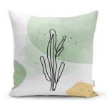 - 7079 - Realhomes Soft Renkli Onedraw Yaprak Temalı Dijital Baskılı Modern Yastık Kırlent Kılıfı Realhomes