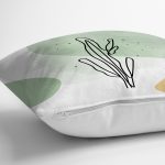 - 7079 - Realhomes Soft Renkli Onedraw Yaprak Temalı Dijital Baskılı Modern Yastık Kırlent Kılıfı Realhomes