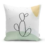 Soft Renkli Onedraw Çizimli Dijital Baskılı Modern Yastık Kırlent Kılıfı Realhomes