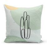 Soft Renkli Onedraw Çizimli Dijital Baskılı Modern Yastık Kırlent Kılıfı Realhomes