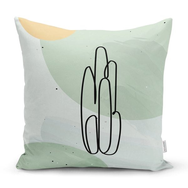 - 7081 - Realhomes  Sanatsal Motifli Çiçek Detaylı Dijital Baskılı Modern Yastık Kırlent Kılıfı Realhomes