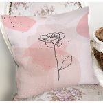 - 7082 - Realhomes Pastel Renkli Onedraw Gül Resimli Dijital Baskılı Modern Yastık Kırlent Kılıfı Realhomes