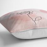 - 7082 - Realhomes Pastel Renkli Onedraw Gül Resimli Dijital Baskılı Modern Yastık Kırlent Kılıfı Realhomes