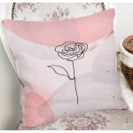 - 7083 - Realhomes Pastel Renkli Onedraw Gül Resimli Dijital Baskılı Modern Yastık Kırlent Kılıfı Realhomes