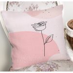 Pastel Renkli Onedraw Gül Resimli Dijital Baskılı Modern Yastık Kırlent Kılıfı Realhomes