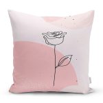 Pastel Renkli Onedraw Gül Resimli Dijital Baskılı Modern Yastık Kırlent Kılıfı Realhomes