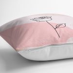 Pastel Renkli Onedraw Gül Resimli Dijital Baskılı Modern Yastık Kırlent Kılıfı Realhomes