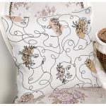 Beyaz Zemınde Bayan Desenli Dijital Baskılı Modern Yastık Kırlent Kılıfı Realhomes
