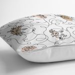 Beyaz Zemınde Bayan Desenli Dijital Baskılı Modern Yastık Kırlent Kılıfı Realhomes