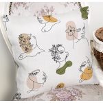 Beyaz Zemınde Bayan Desenli Dijital Baskılı Modern Yastık Kırlent Kılıfı Realhomes