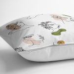 Beyaz Zemınde Bayan Desenli Dijital Baskılı Modern Yastık Kırlent Kılıfı Realhomes