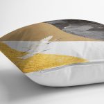 Renkli Zeminde Leylek Desenli Dijital Baskılı Modern Yastık Kırlent Kılıfı Realhomes