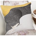 Renkli Zeminde Leylek Desenli Dijital Baskılı Modern Yastık Kırlent Kılıfı Realhomes