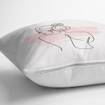 Beyaz Zeminde Bayan Desenli Dijital Baskılı Modern Yastık Kırlent Kılıfı Realhomes