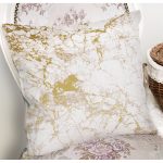 - 7095 - Realhomes Mermer Gorunumlu Gold Detaylı Dijital Baskılı Modern Yastık Kırlent Kılıfı Realhomes