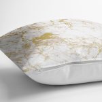 - 7095 - Realhomes Mermer Gorunumlu Gold Detaylı Dijital Baskılı Modern Yastık Kırlent Kılıfı Realhomes