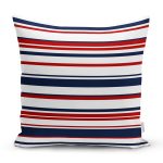 - 7098 - Realhomes Beyaz Zemınde Renkli Cizgi Detaylı Dijital Baskılı Modern Yastık Kırlent Kılıfı Realhomes