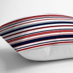 - 7098 - Realhomes Beyaz Zemınde Renkli Cizgi Detaylı Dijital Baskılı Modern Yastık Kırlent Kılıfı Realhomes