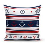 - 7099 - Realhomes Bordo Lacıvert Renklı Capa Dumen Temalı Dijital Baskılı Modern Kırlent Kılıfı Realhomes