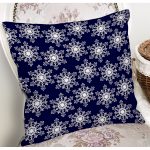 - 7102 - Realhomes Lacivert Zeminli Beyaz Kartanesi Desenli Dijital Baskılı Modern Yastık Kılıfı Realhomes