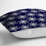 - 7102 - Realhomes Lacivert Zeminli Beyaz Kartanesi Desenli Dijital Baskılı Modern Yastık Kılıfı Realhomes